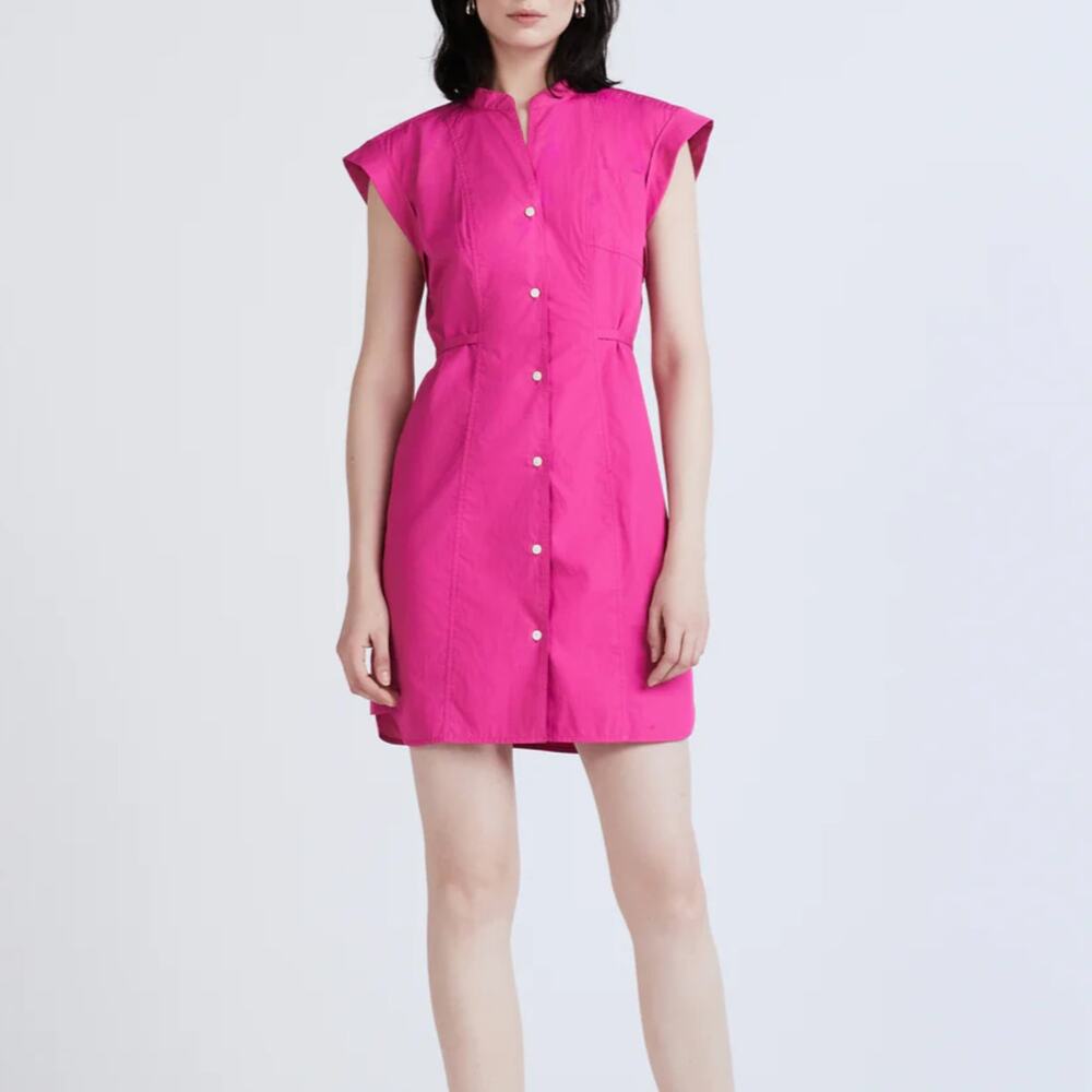 Derek Lam 10 Crosby Peyton Shirt Dress Berry Magenta Mini Cap Sleeves SZ 4